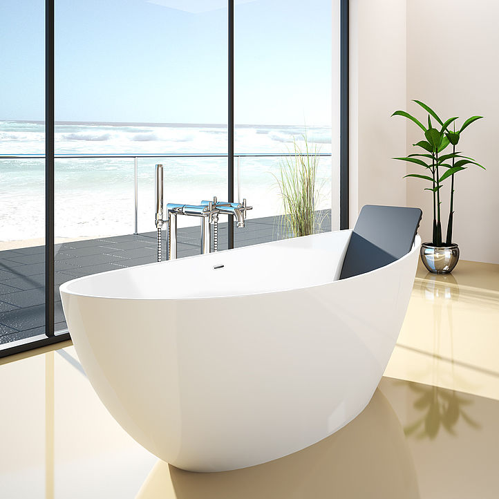 Oval bathtub NAMUR 4400 HOESCH freestanding / stone resin / white
