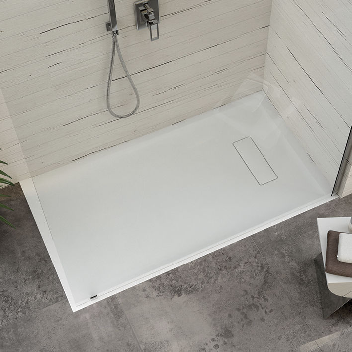 Rectangular shower base SOLA 4349XA HOESCH floor level / cast
