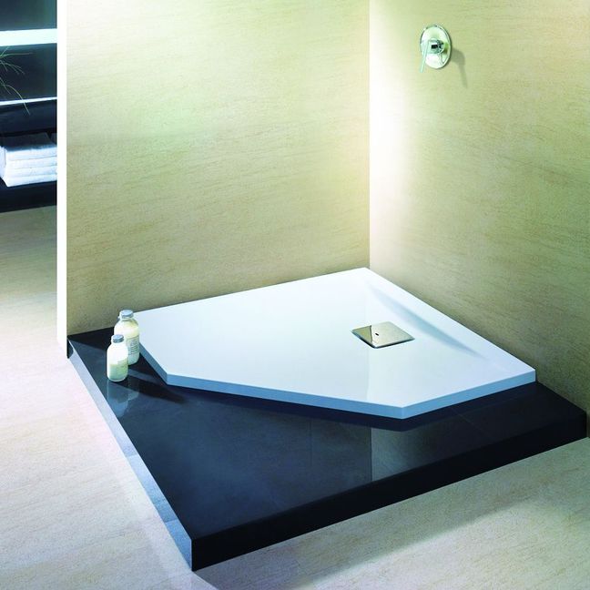 Corner shower base THASOS 6522 HOESCH floor level / acrylic