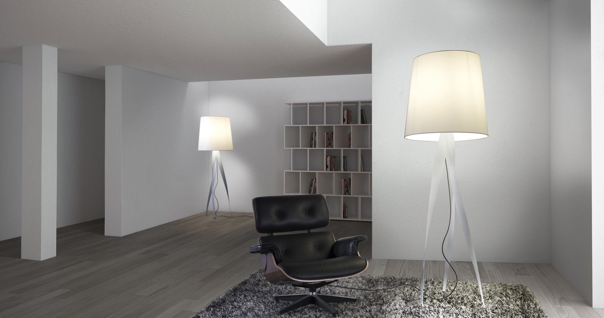 Floor Standing Lamp Contemporary Fabric Black Medusa By