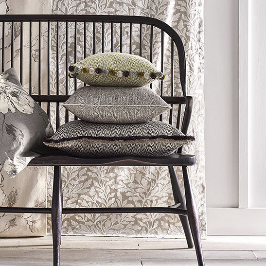 Curtain fabric KELSO EMBROIDERY ROMO nature pattern / linen / viscose