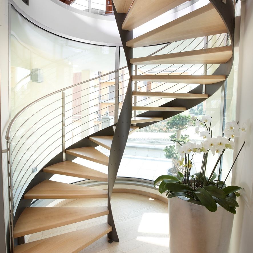 Helical staircase - ELI AC 07 - RIZZI - wooden step / steel frame ...