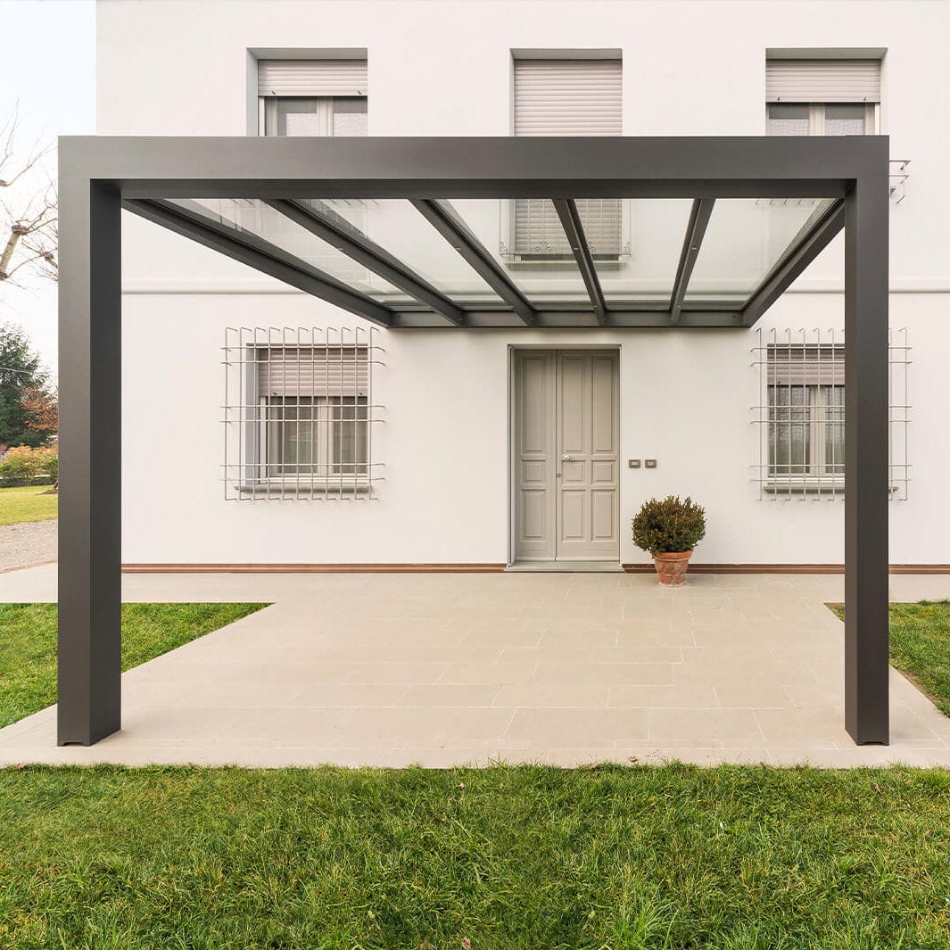 Self-supporting pergola - ALLUVER - MIONI - wall-mounted / aluminum ...