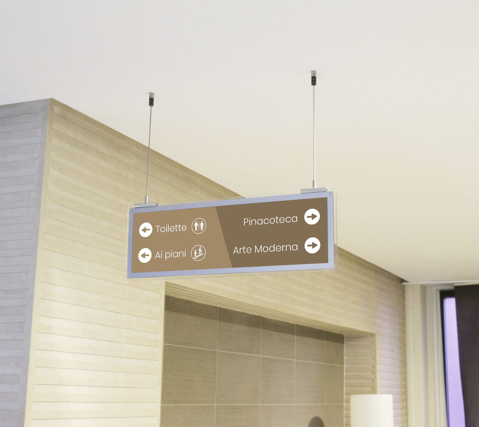 Hanging signboard SIGN_HANG Flex Plexiglas® / orientation / luminous