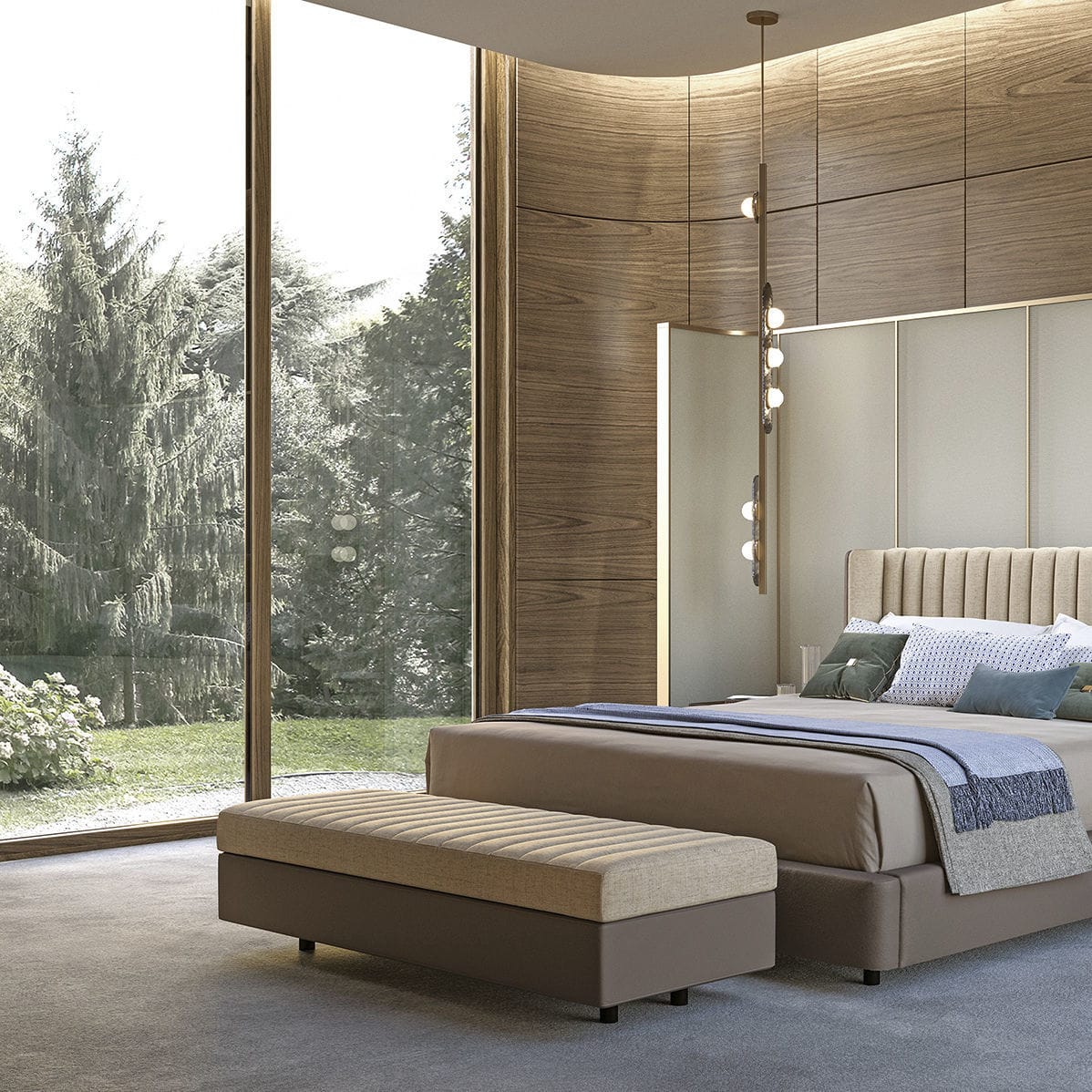 Contemporary bed bench Domus TURRI leather / fabric / home