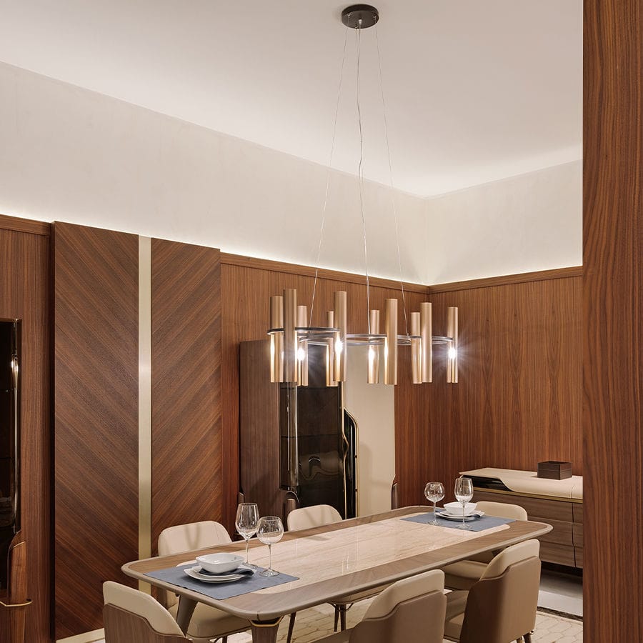 Contemporary chandelier - Reeds - TURRI - frosted glass / aluminum ...