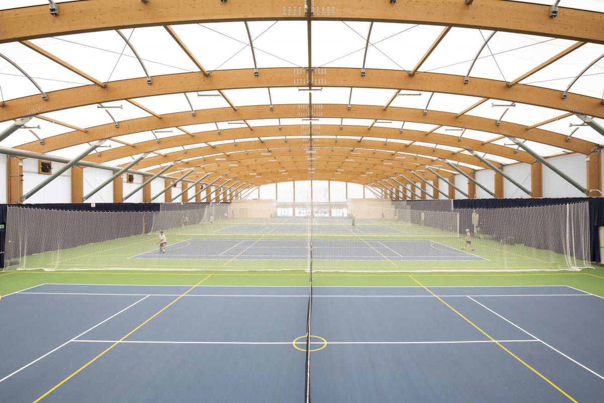 Wooden frame tensile structure - CANTERBURY - SMC2 - roof / for sports ...