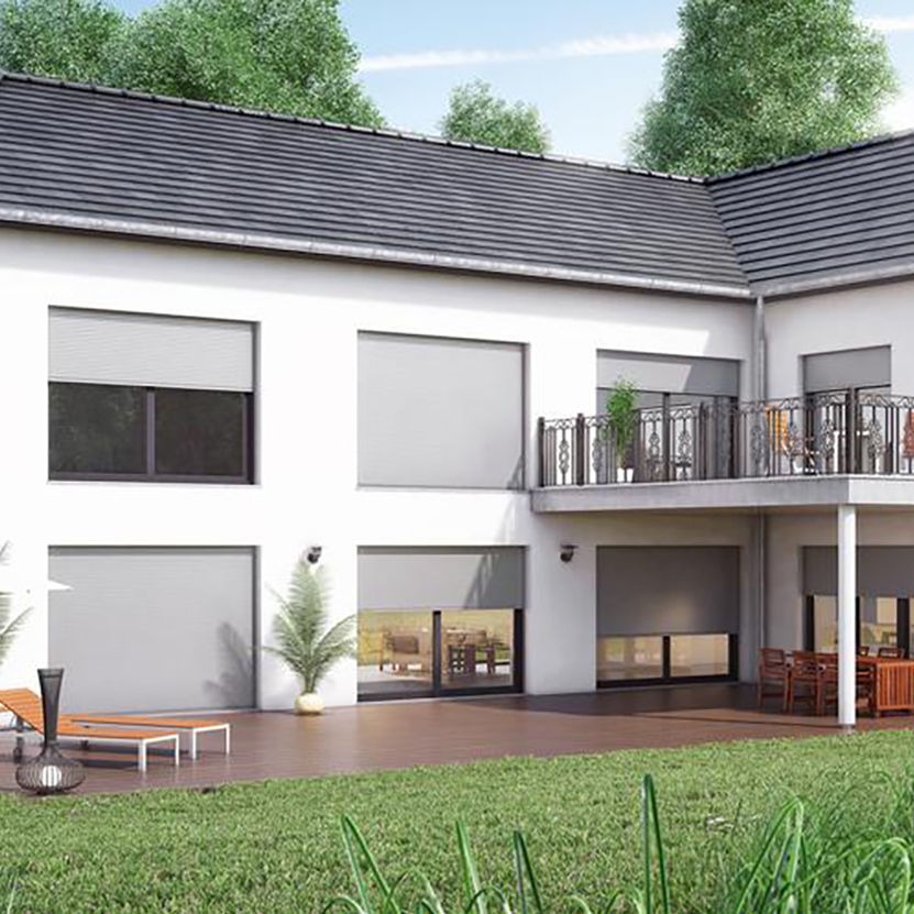 Louvre shutter RENO INTEGRO GRIESSER roller / aluminum / window