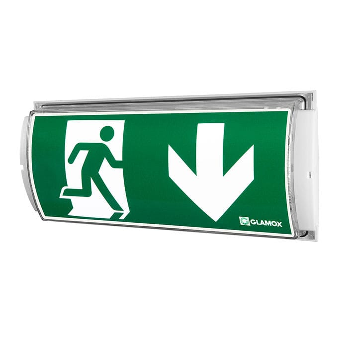 Wallmounted emergency light E20 G2 Glamox AS rectangular / LED