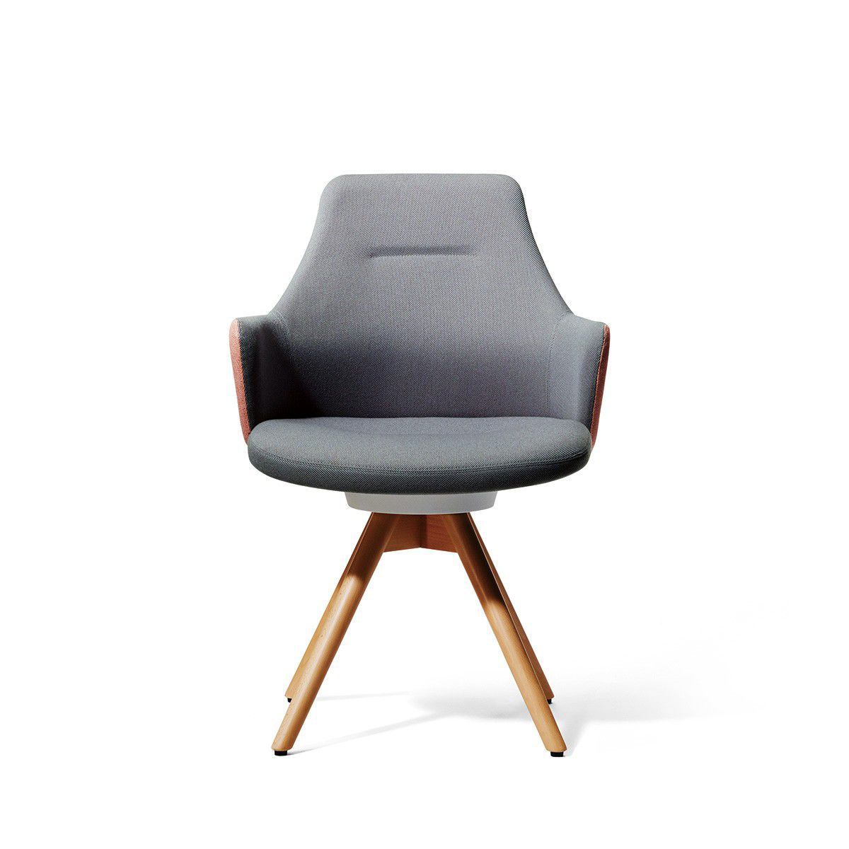 Contemporary armchair - LIVES - Okamura - fabric / wooden / high-back