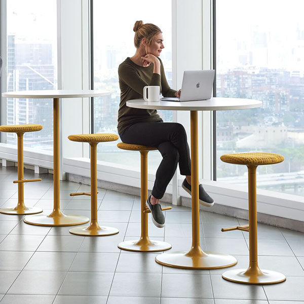 Contemporary High Bar Table Sprout Teknion Laminate Laminate Base Round