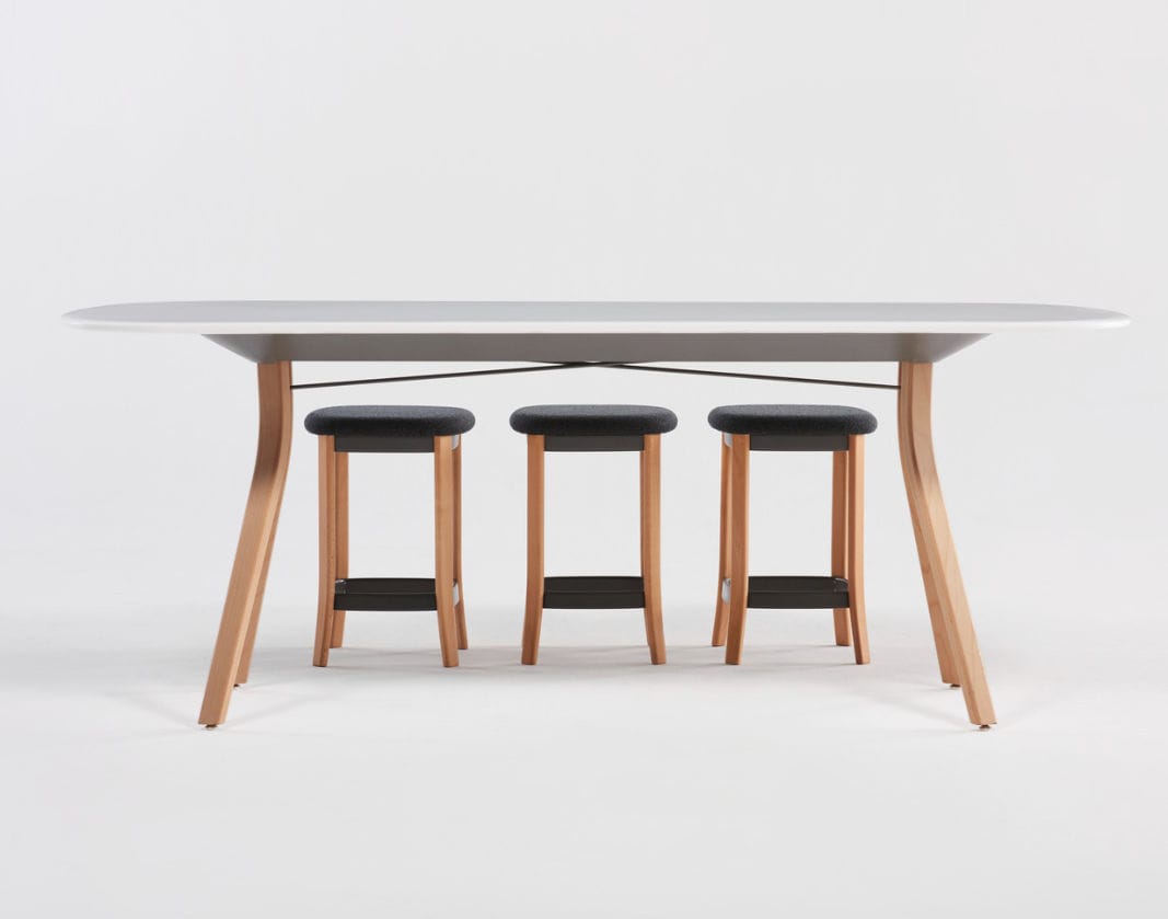Contemporary high bar table - ZONES - Teknion - wooden / wooden base / rectangular
