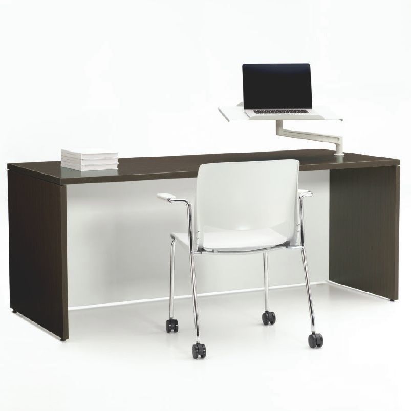 Contemporary work table THESIS Teknion laminate / metal base / laminate base
