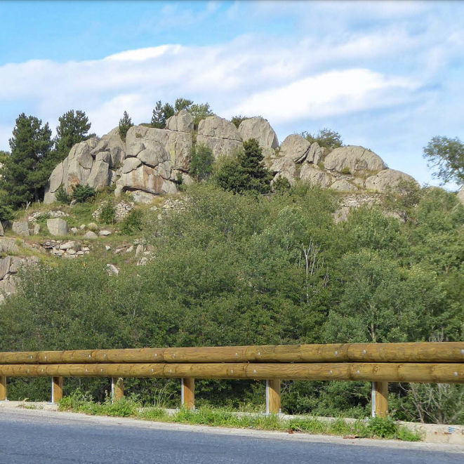 Wooden guard rail - GRP - Rondino - steel / road