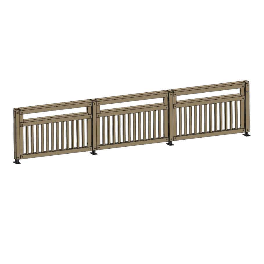 Galvanised steel railing - SB34 - Rondino - pine / with panels / louvered