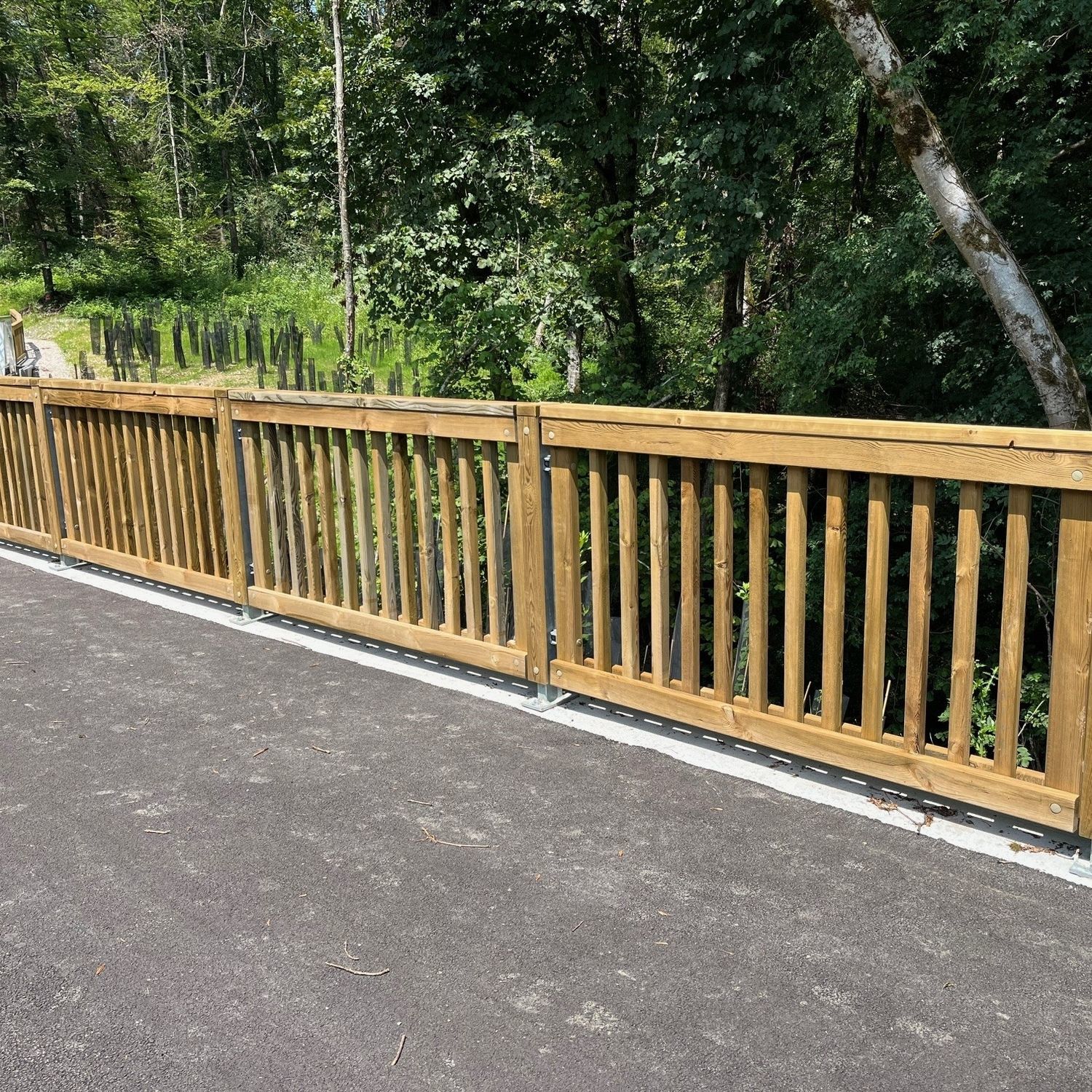 Galvanised steel railing - SB32 - Rondino - pine / with panels / louvered