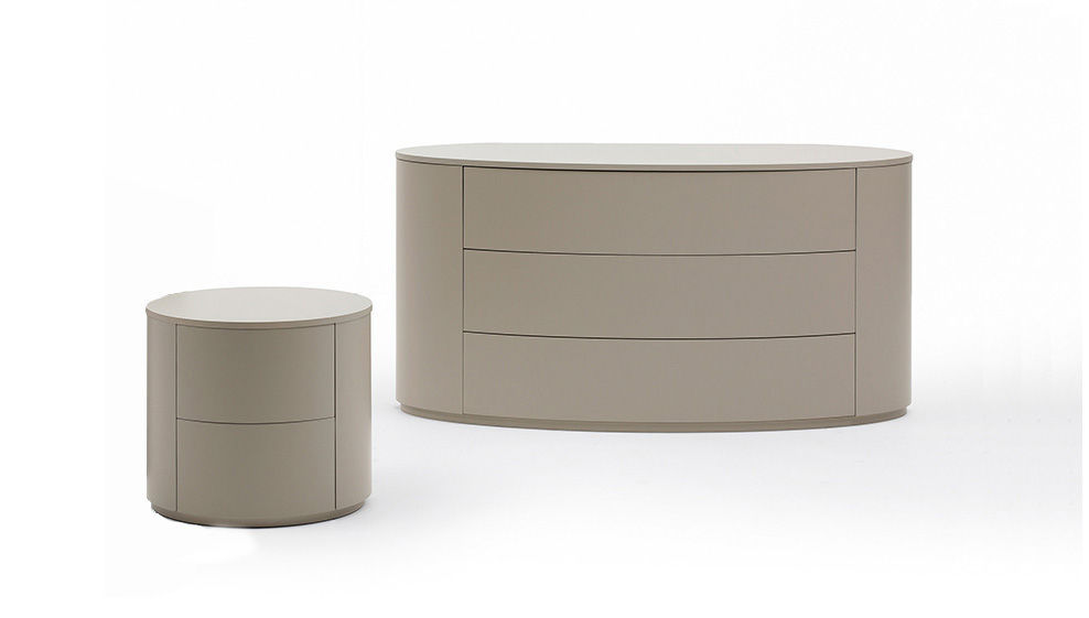 Contemporary Chest Of Drawers Lacquered Wood White Circle