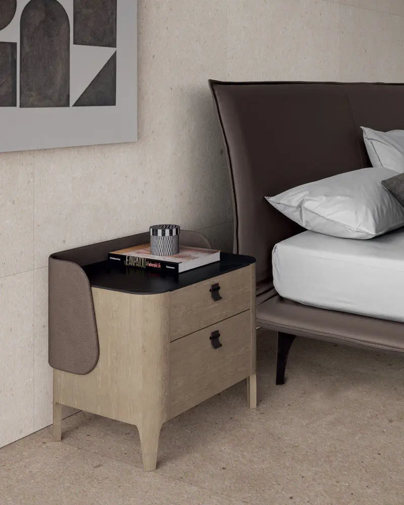 Contemporary bedside table - SETTANTA - Dall'Agnese - oak / glossy