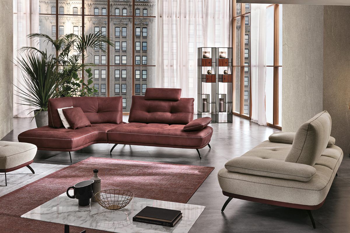 Corner Sofa Bogart Maxdivani Contemporary Leather Fabric Corner Sofa Bogart Maxdivani