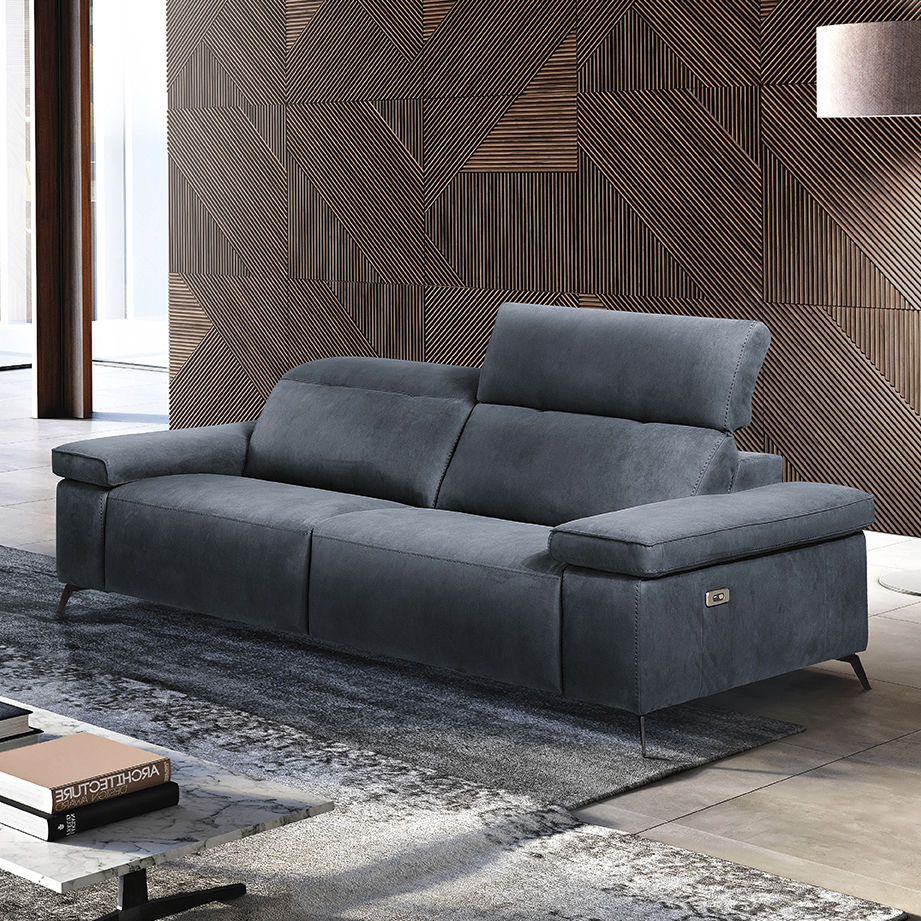 Corner sofa - SELE - maxdivani - gray / fabric / leather