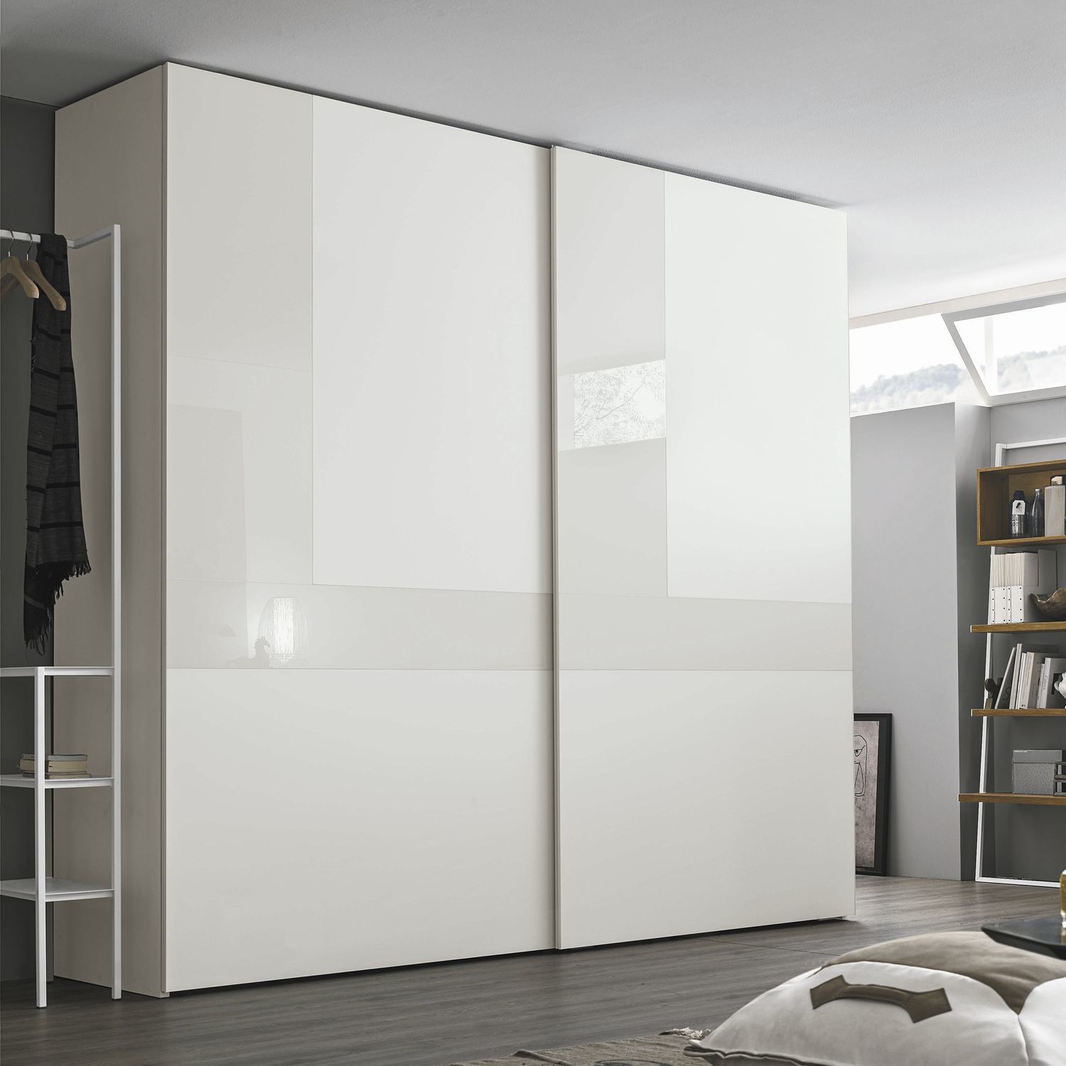 Contemporary Wardrobe Wooden Glass Melamine Cristal