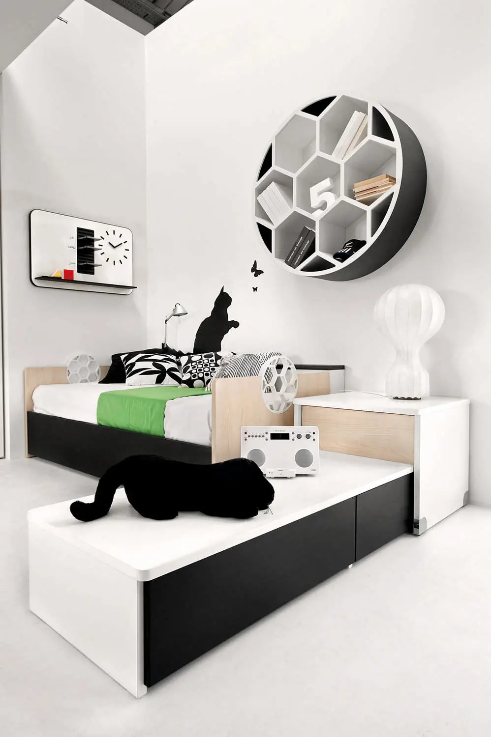 White children's bedroom furniture set - SPORT - CALCIO 1 - Faer Ambienti -  unisex, image size:998x1500
