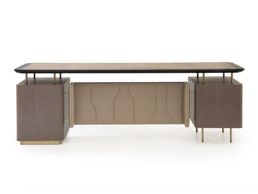 Executive Desk Solid Wood Leather Contemporary Panamera