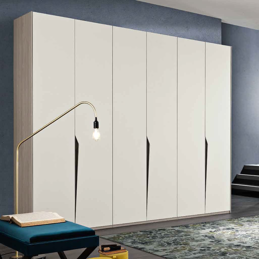 Contemporary wardrobe - GRACE2 - M.C.S. - lacquered wood / with swing doors