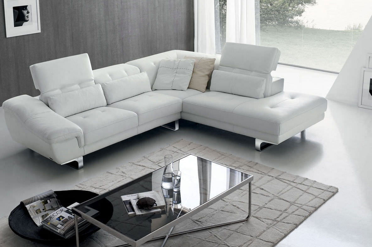 Corner sofa - EDELWEISS 946 - Marinelli - contemporary / white / polyester