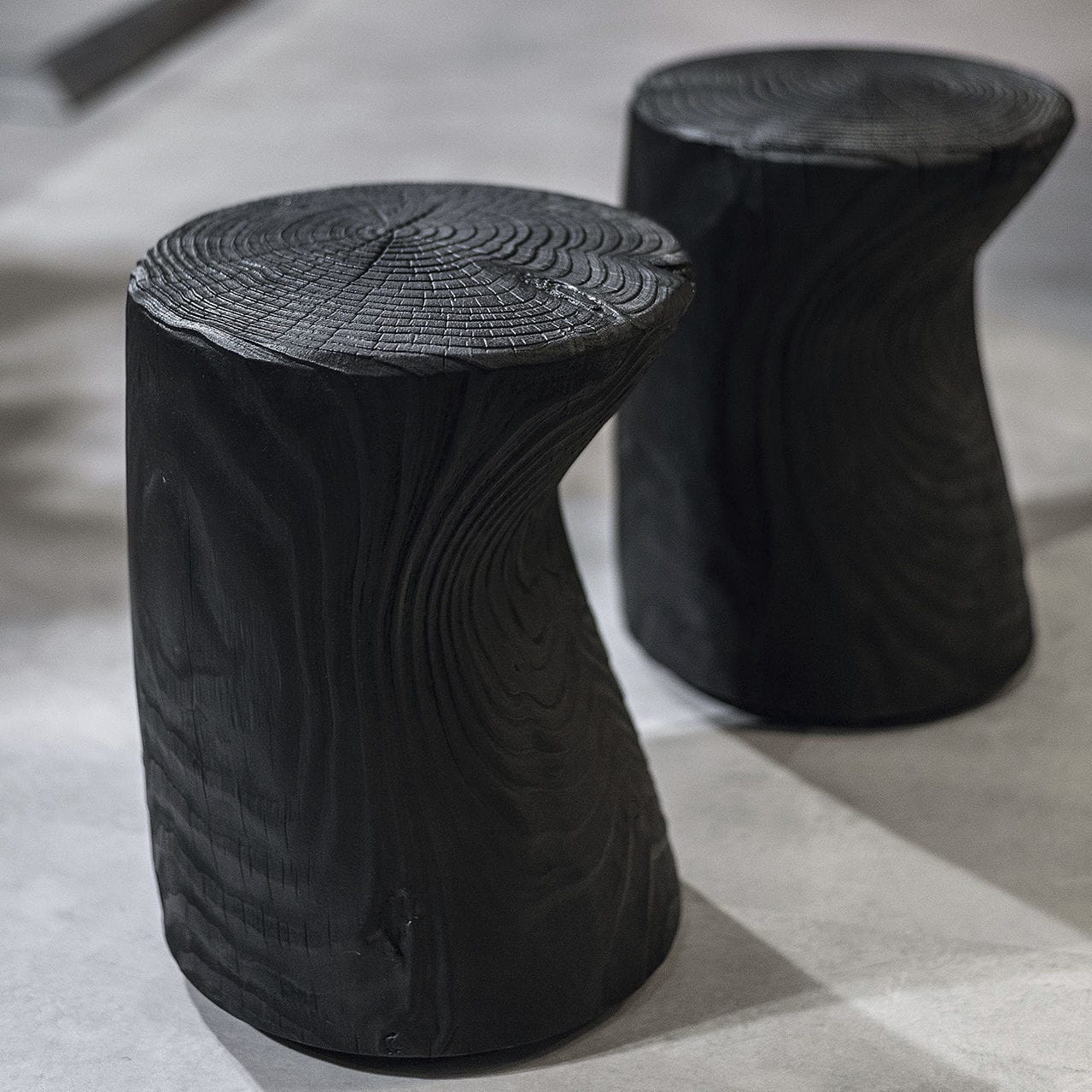 Contemporary stool FIORD Riva 1920 cedar / solid wood base / round