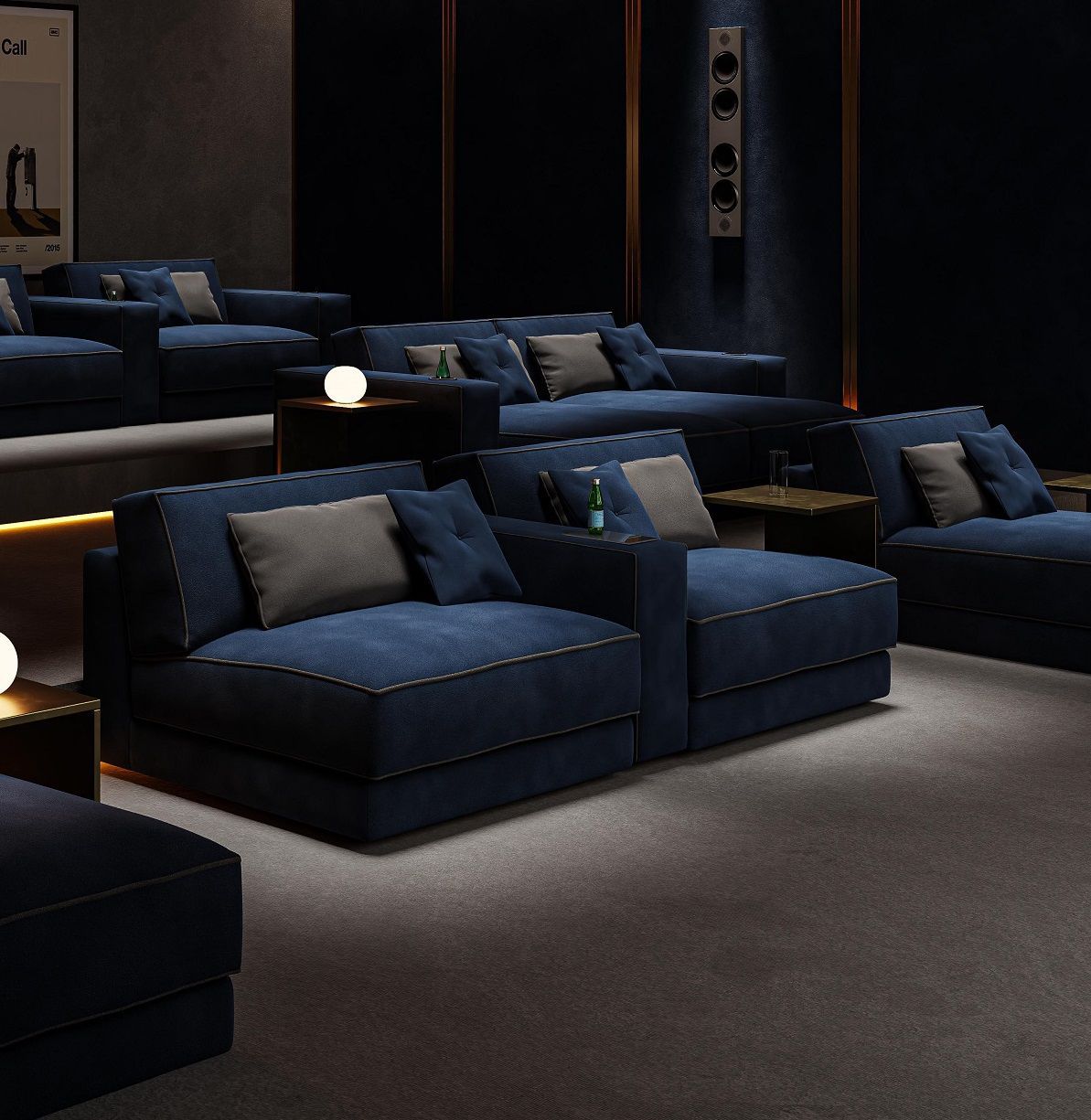 Home cinema sofa - ALICE HC - San Marco - contemporary / fabric / blue