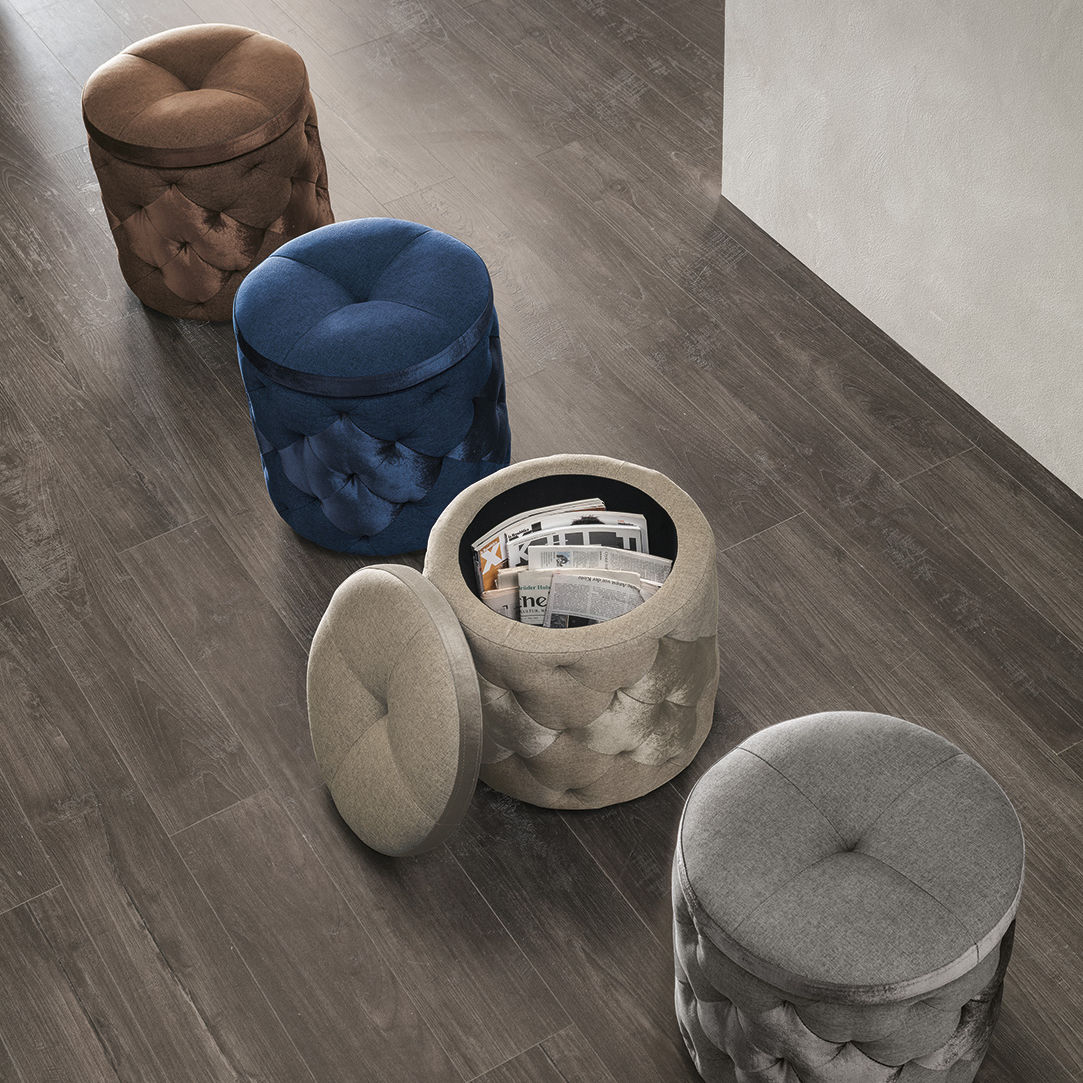 Contemporary pouf PUPO Target Point fabric / round / with storage