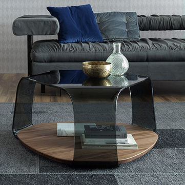 Contemporary Coffee Table Chakra Tonin Casa Wooden Curved Glass Contemporary Coffee Table Chakra, Curved Wood And Glass Coffee Table