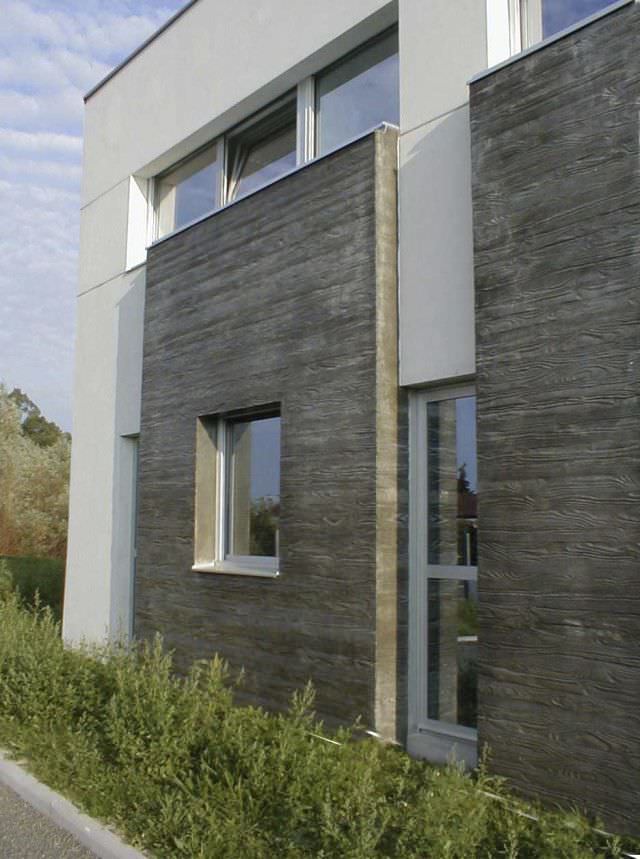 Facade form liner TISA RECKLI GmbH wood look / stamped concrete