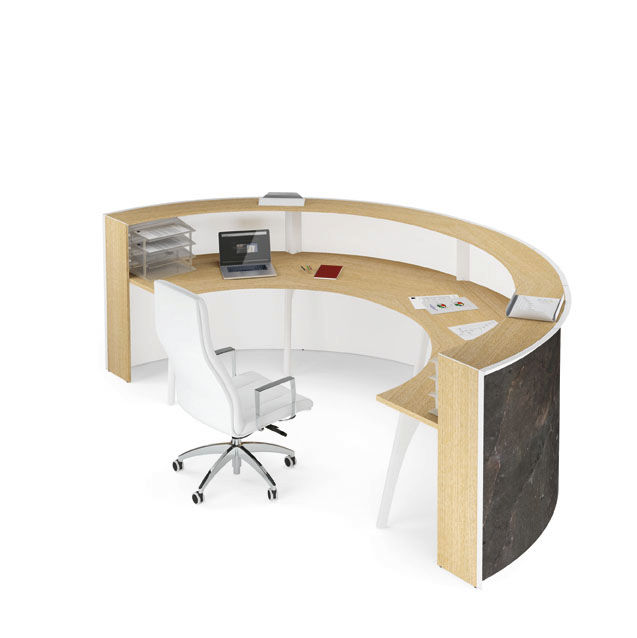 Semicircular Reception Desk Natural Stone Wooden Ciao