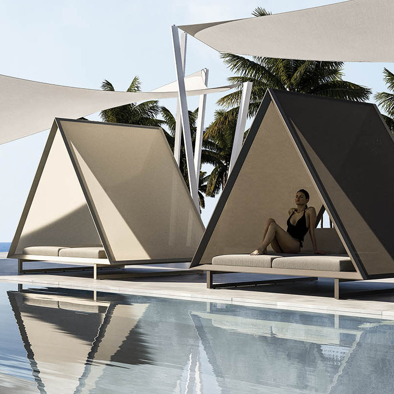 Canopy outdoor bed VINEYARD VONDOM double / contemporary / reclining