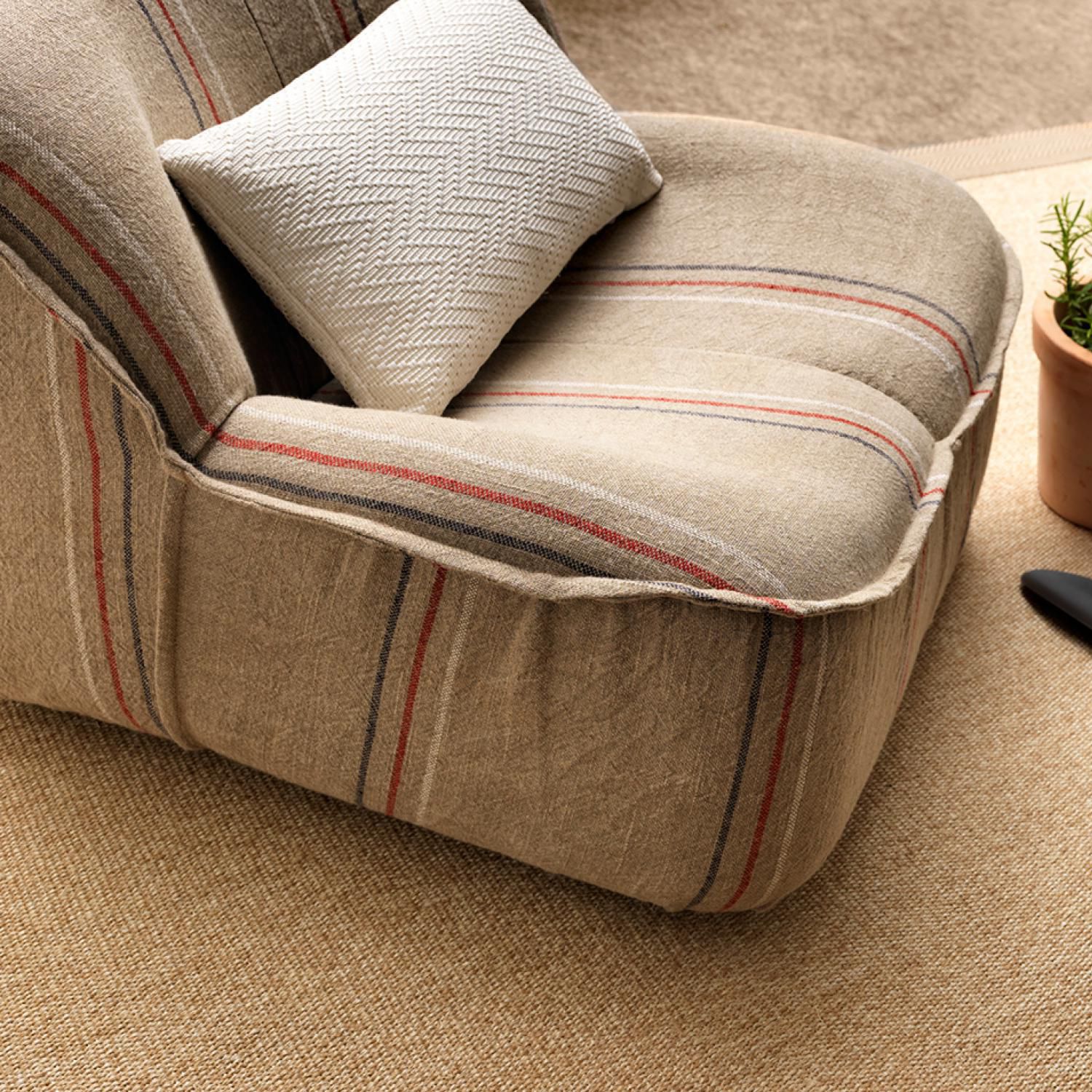 Upholstery Fabric For Curtains Striped Linen Nature Sense