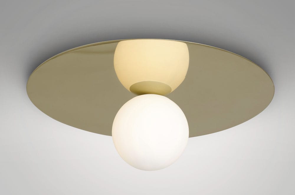 Contemporary Ceiling Light Round Glass Polished Brass