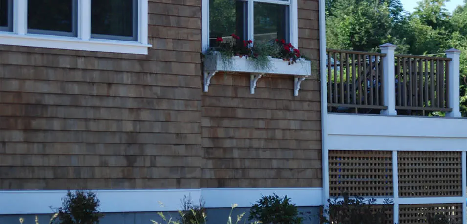 After photograph of completed facia board skirt wood trim installation   Wood trim Outdoor decor Exterior paint