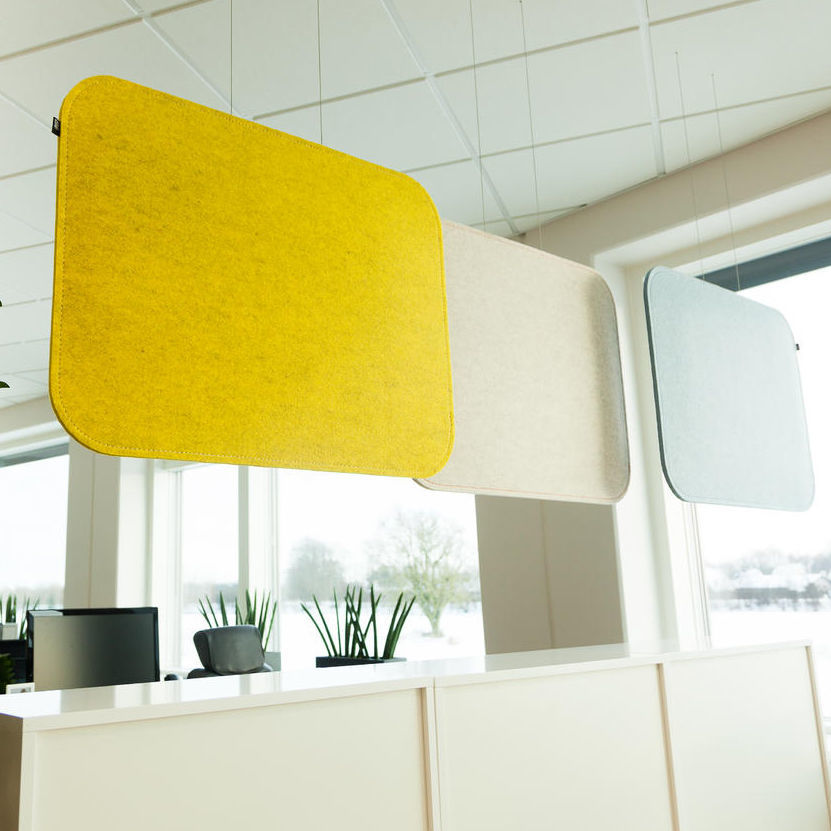 Cardboard acoustic baffle BUZZILOOSE BuzziSpace fabric / felt