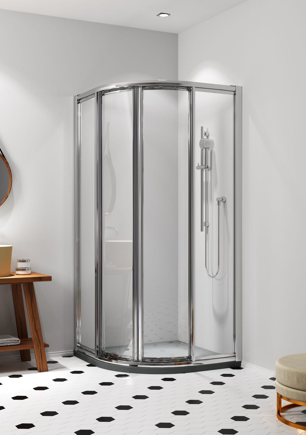 Elevate 48x30inch Curved Shower Base With Center Drain, 55 OFF