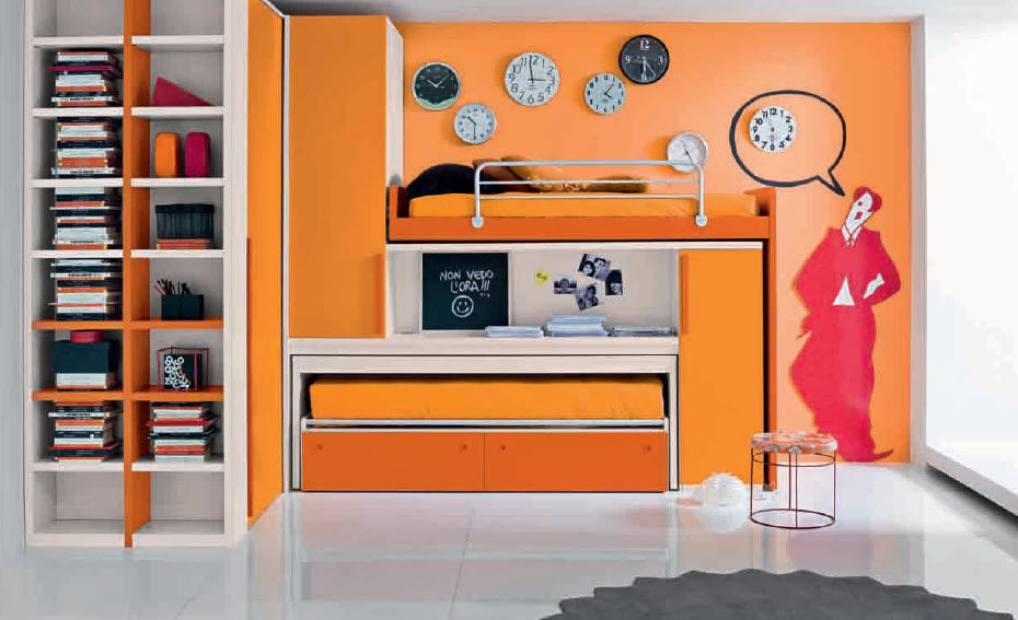 Orange Children S Bedroom Furniture Set 06 Marka Industria Mobili Unisex