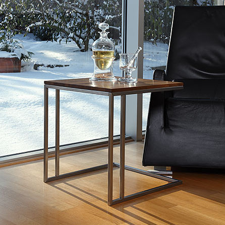 Contemporary side table H 25 Hans Hansen Furniture solid wood glass HPL