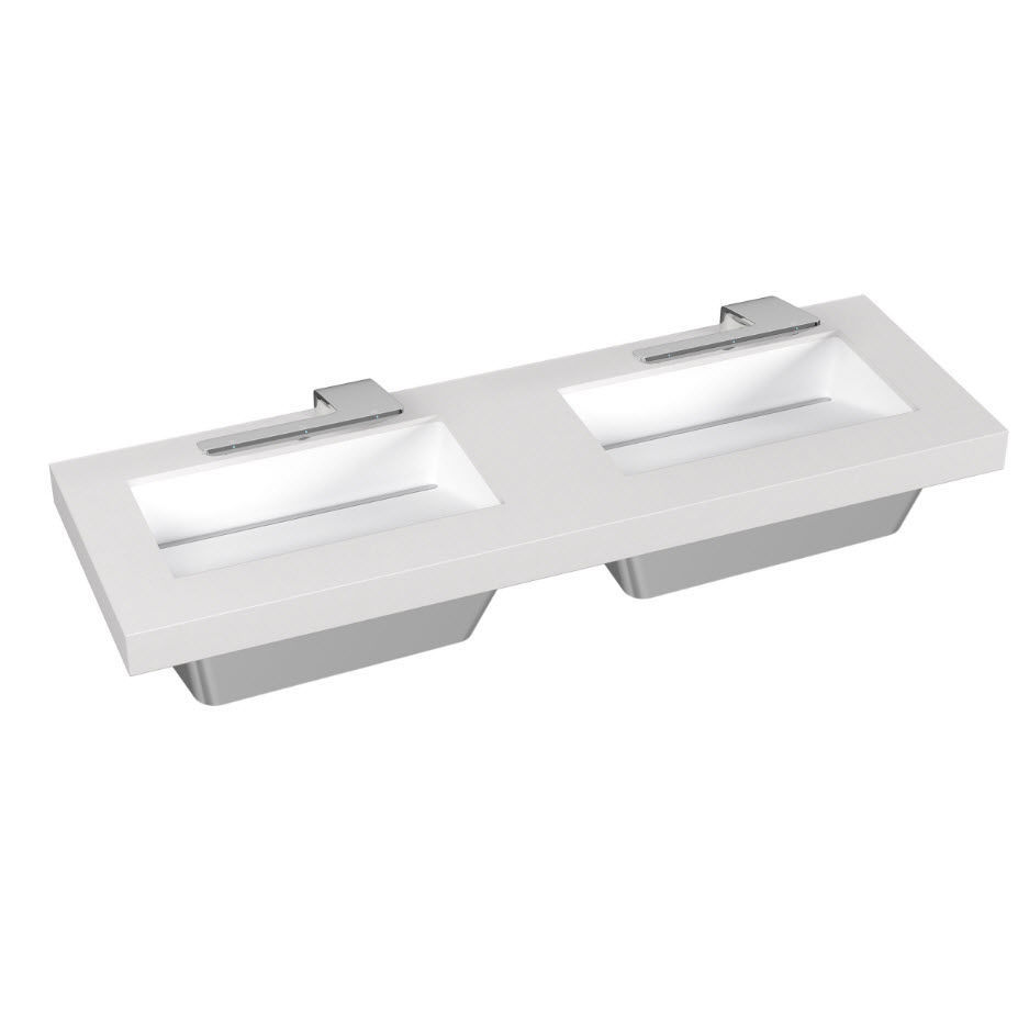 Wallmounted hand basin OMNIDECK Bradley rectangular / ceramic