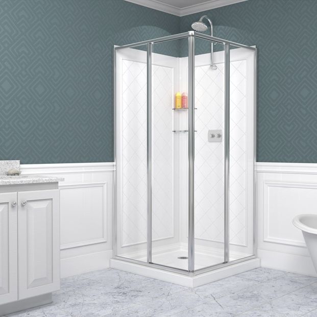 Tempered glass shower CORNERVIEW DreamLine plastic / sliding door