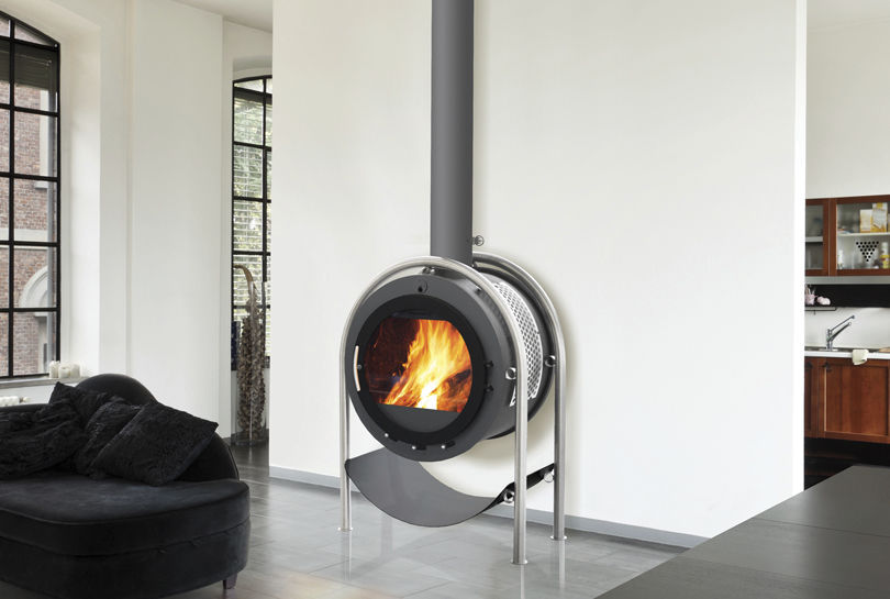 Wood Burning Fireplace Contemporary Closed Hearth Hanging