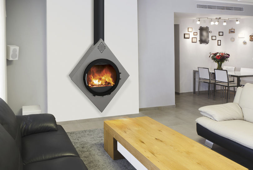 Wood Burning Fireplace Contemporary Closed Hearth Floor
