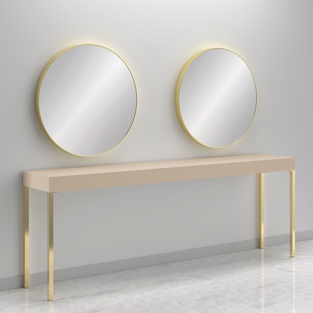 Contemporary dressing table CONSOLLE RONDE 2P GOLD Gamma & Bross laminate / wallmounted