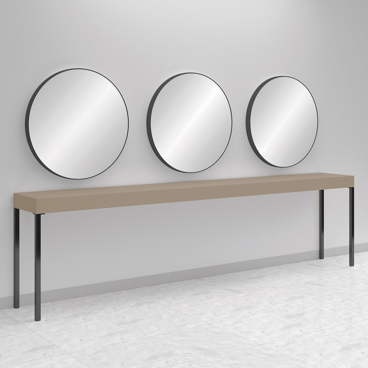 Contemporary dressing table CONSOLLE RONDE 3P BLACK Gamma & Bross laminate / wallmounted