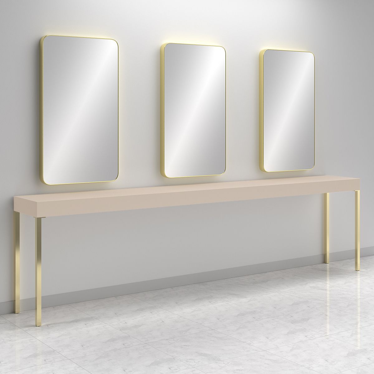 Contemporary dressing table CONSOLLE CARRÉ 3P GOLD Gamma & Bross laminate / wallmounted